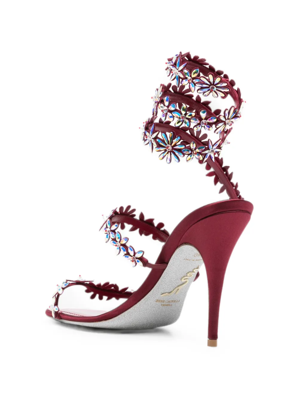 René Caovilla Eva crystal-embellished heeled sandals Rood