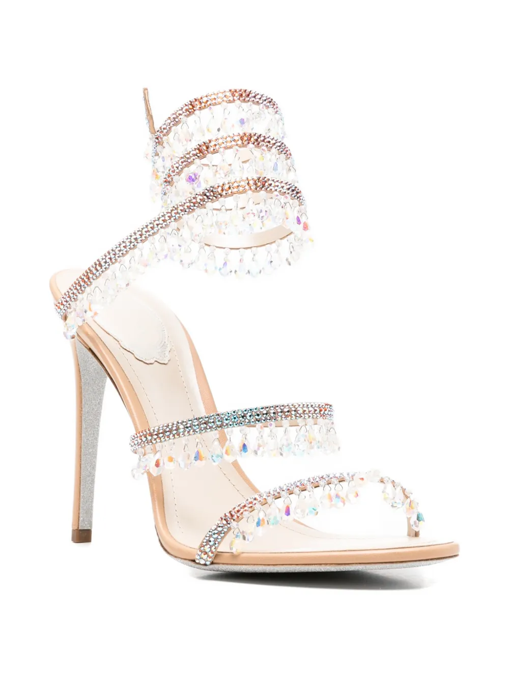 René Caovilla Chandelier crystal-embellished sandals Beige