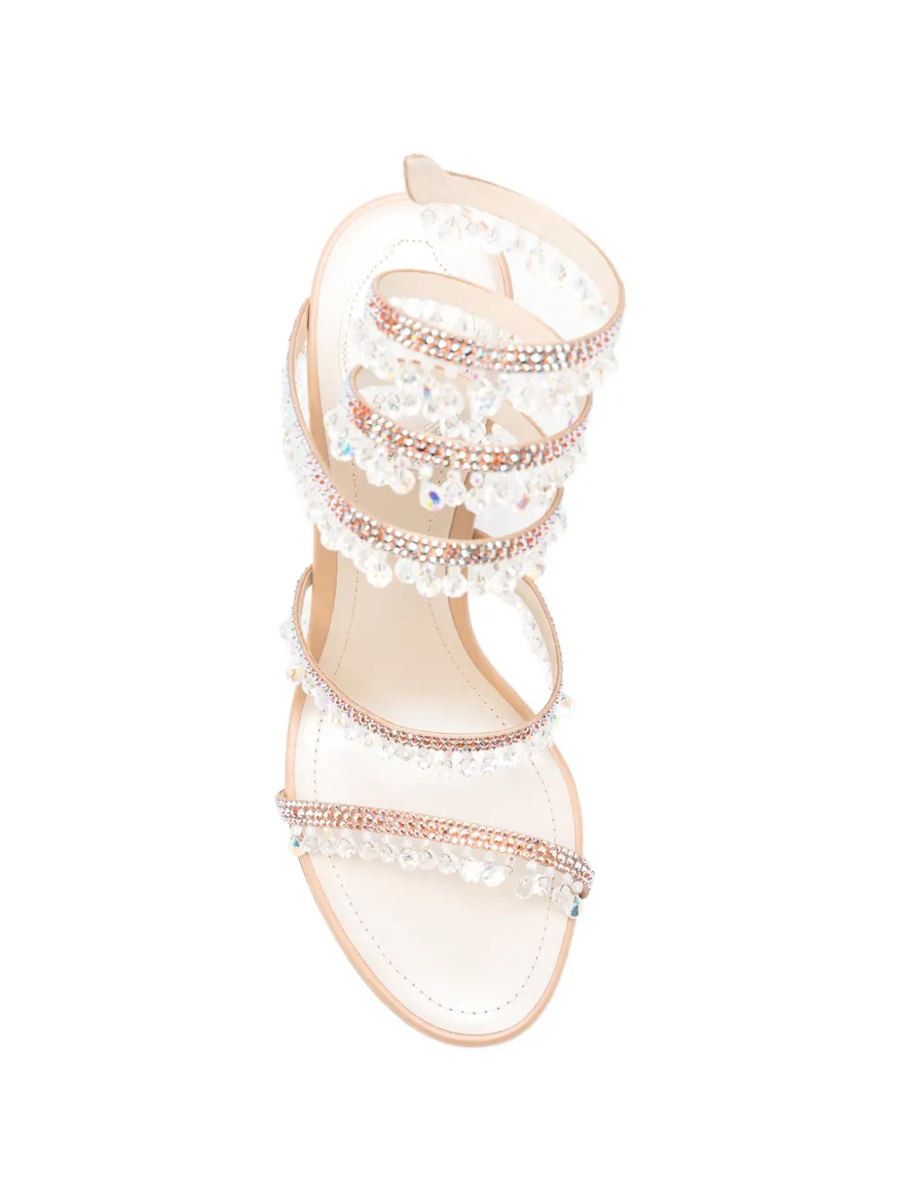 René Caovilla Chandelier crystal-embellished sandals Beige