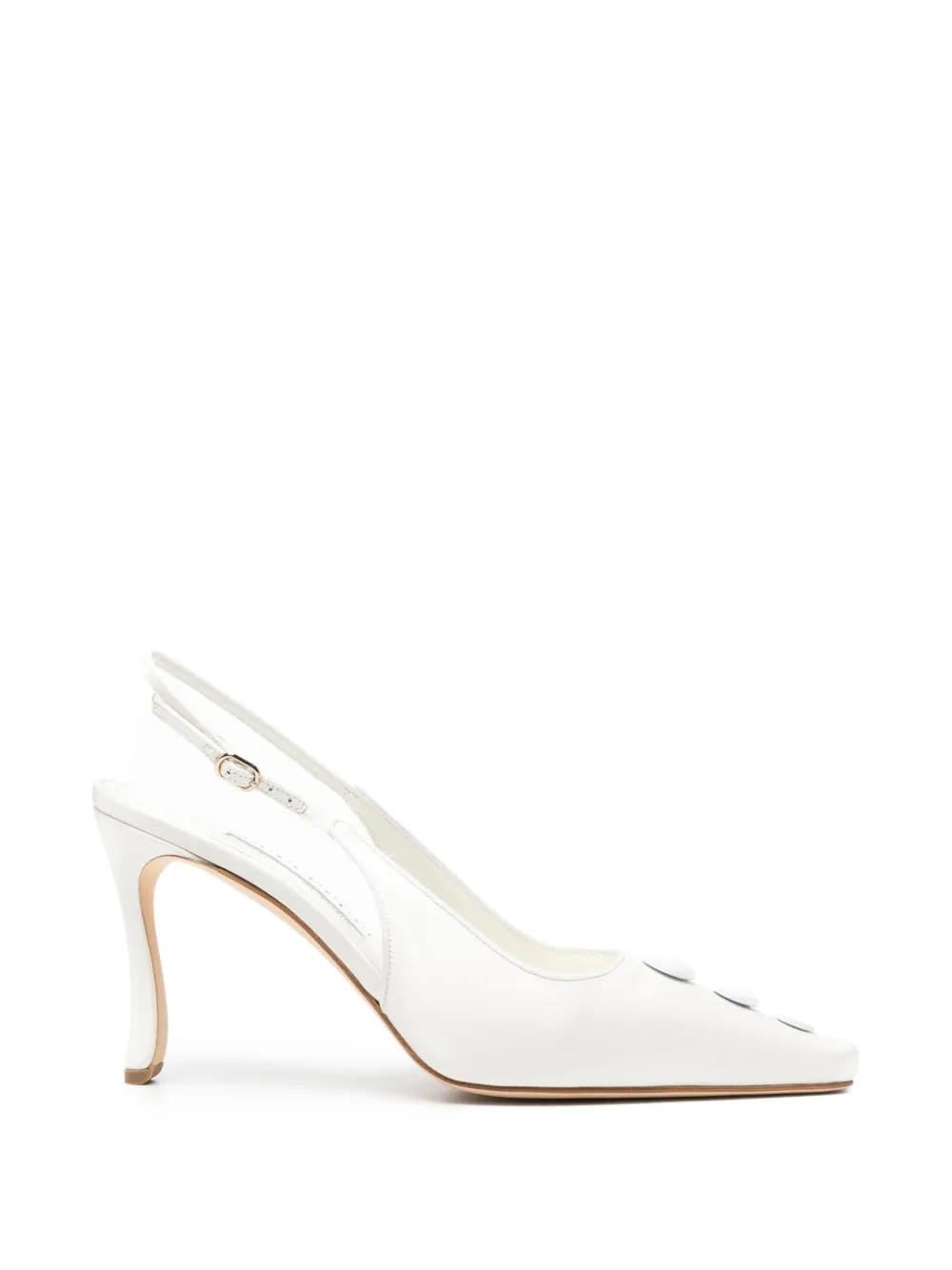 Manolo Blahnik Alexa button-embellished slingback pumps Wit