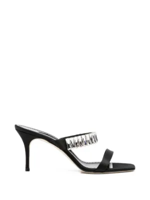 Manolo Blahnik クロスストラップ サンダル | ブラック | FARFETCH JP