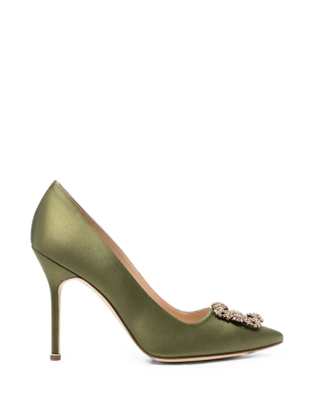 Manolo Blahnik Hangisi crystal-buckle pumps Groen