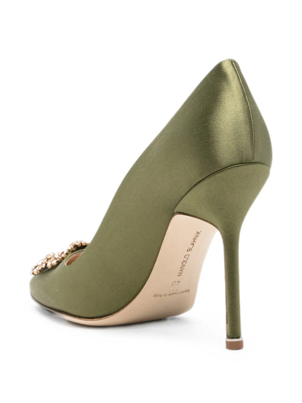 Manolo Blahnik Hangisi crystal-buckle pumps Groen