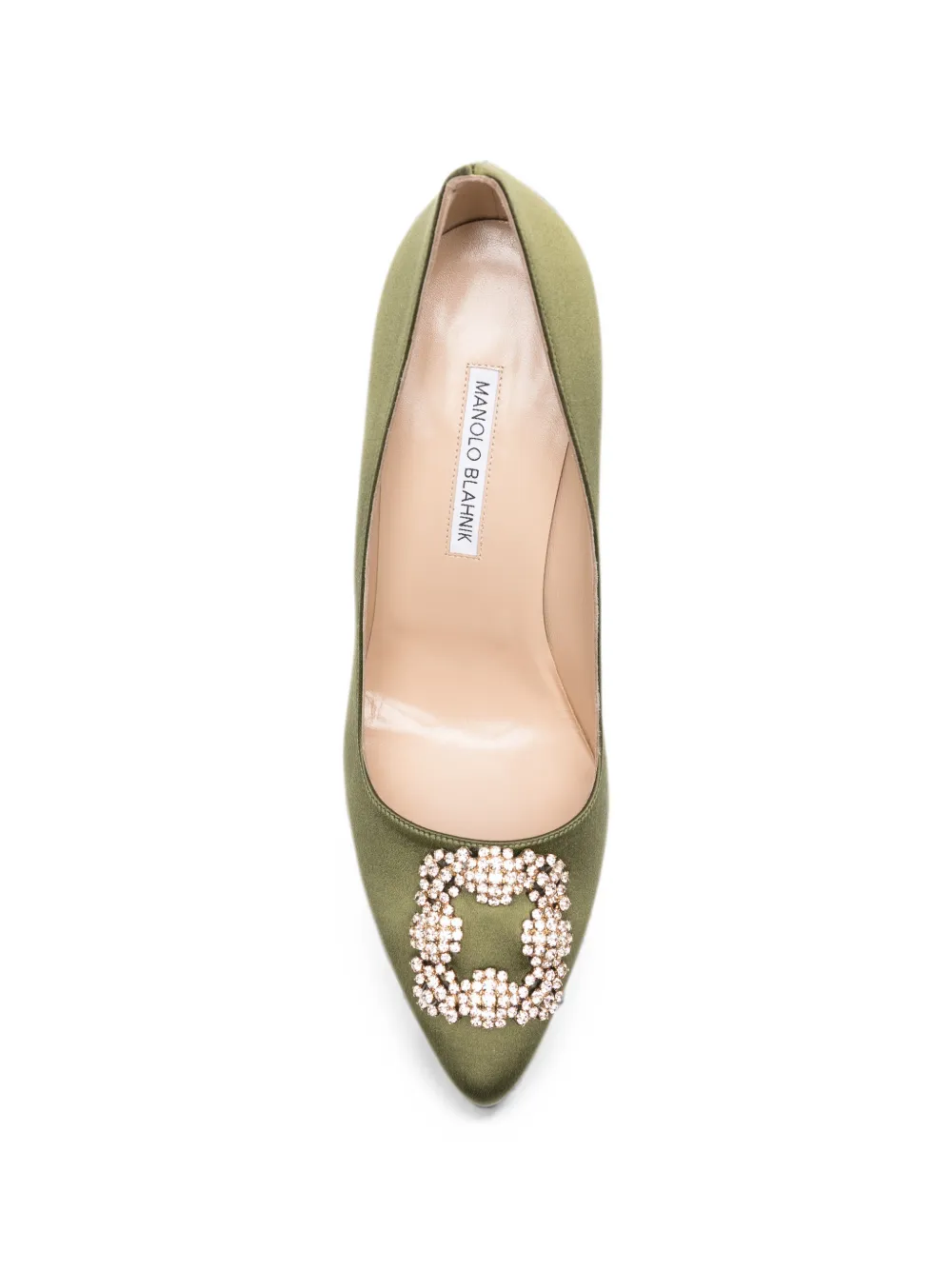 Manolo Blahnik Hangisi crystal-buckle pumps Groen