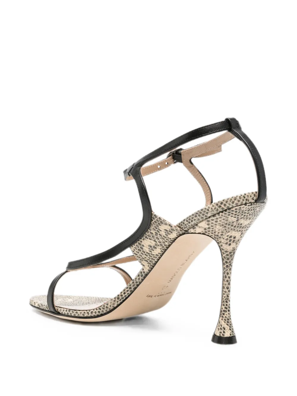 Manolo Blahnik Tibula snakeskin-effect sandals Beige
