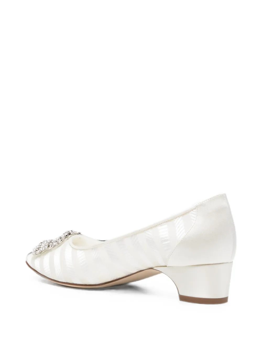 Manolo Blahnik Hangisi crystal-buckle pumps Wit