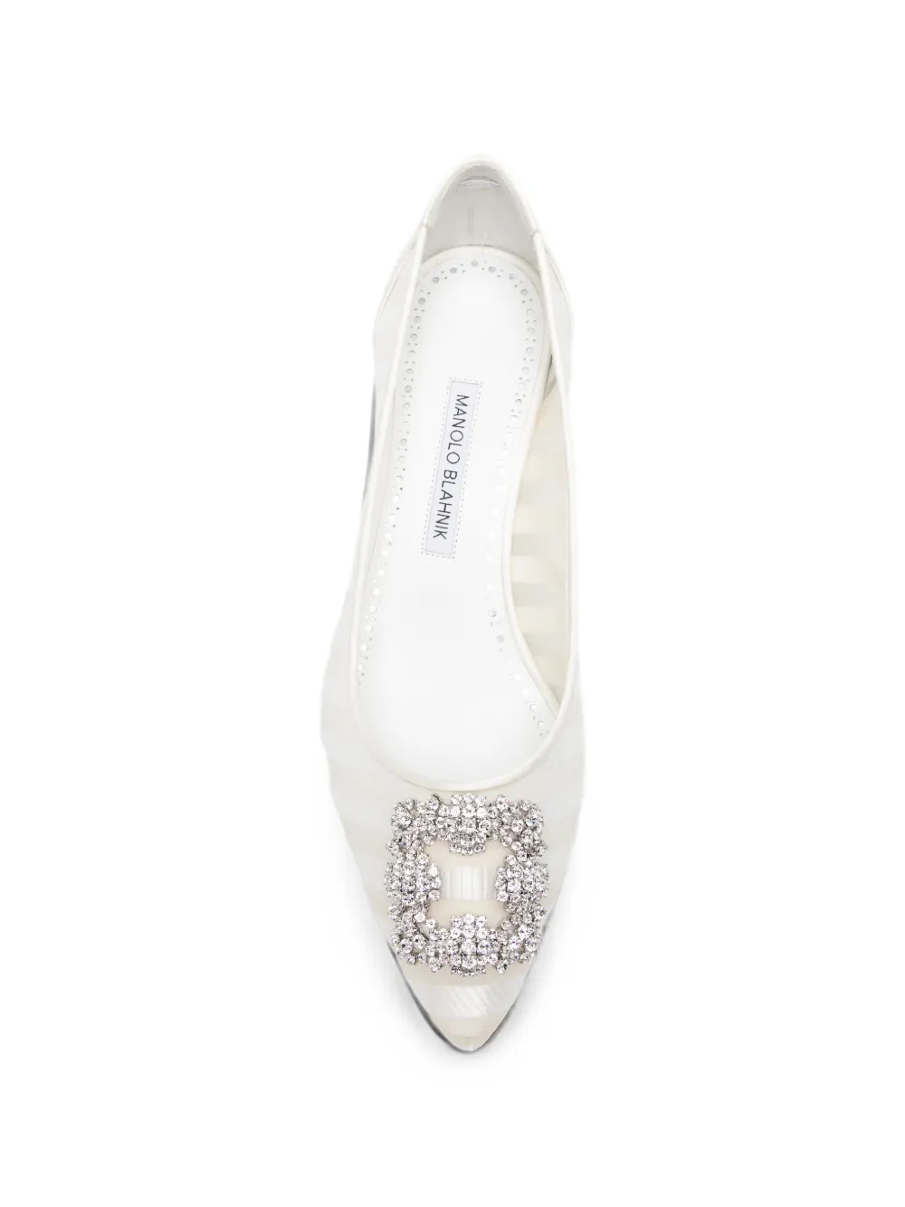 Manolo Blahnik Hangisi crystal-buckle pumps Wit
