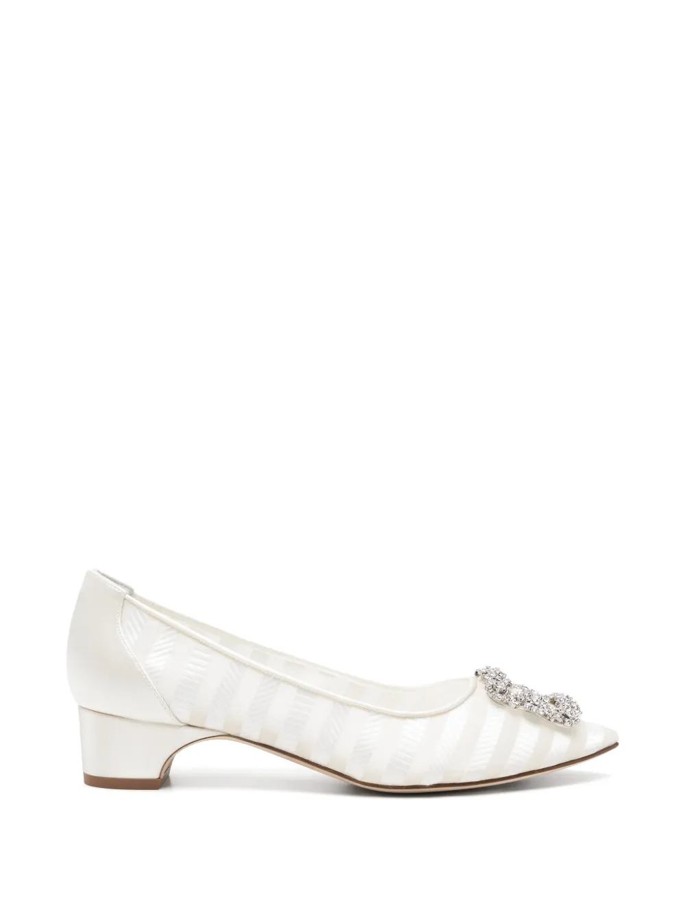 Manolo Blahnik Hangisi crystal-buckle pumps Wit