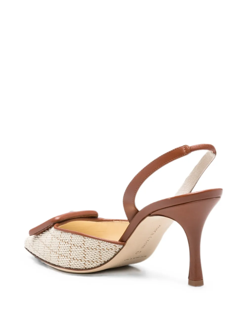 Manolo Blahnik Mayslibi buckle-detail raffia pumps Beige