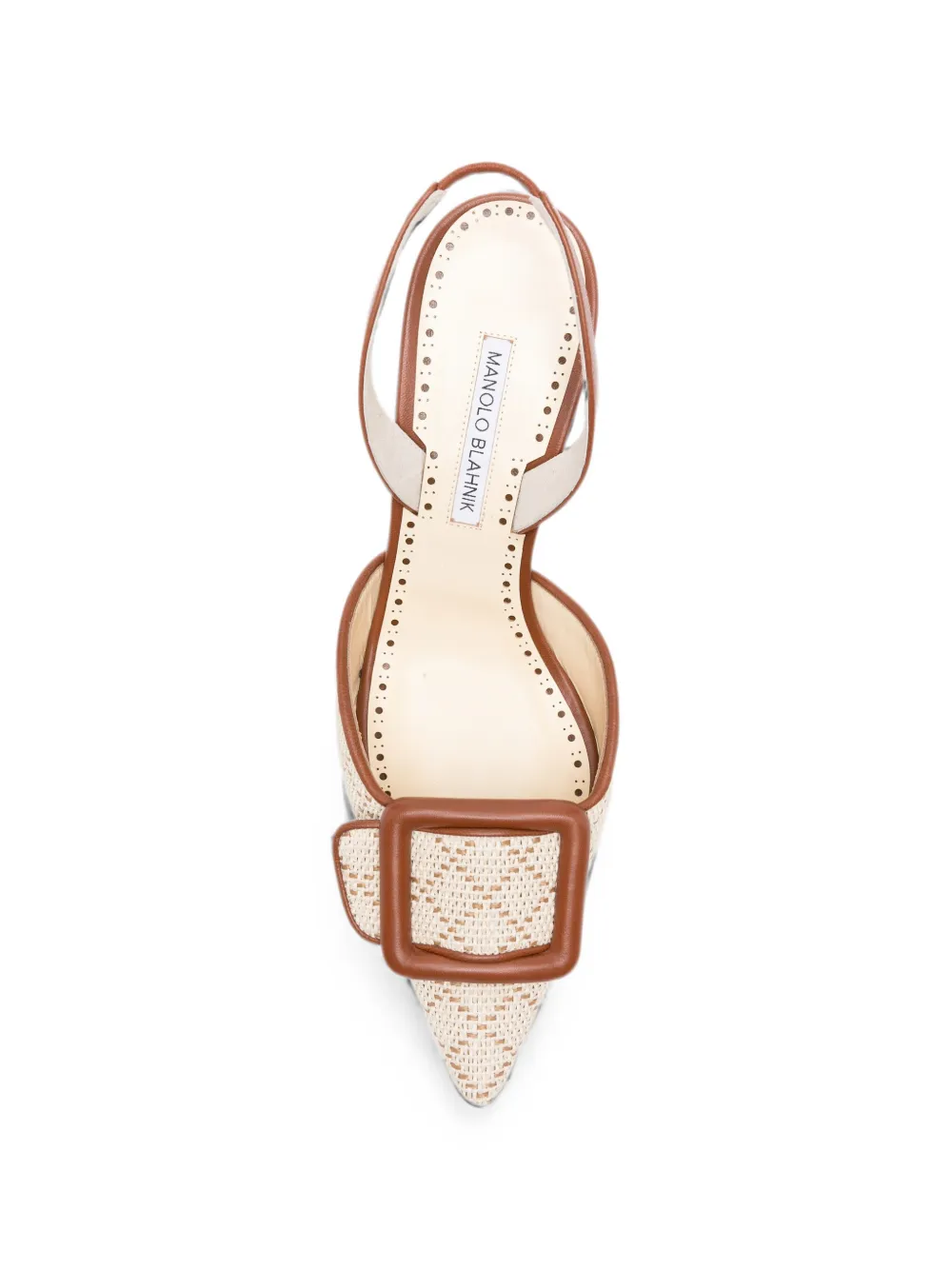 Manolo Blahnik Mayslibi buckle-detail raffia pumps Beige