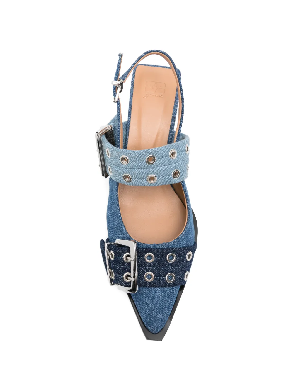 GANNI buckle-detail denim pumps Blauw