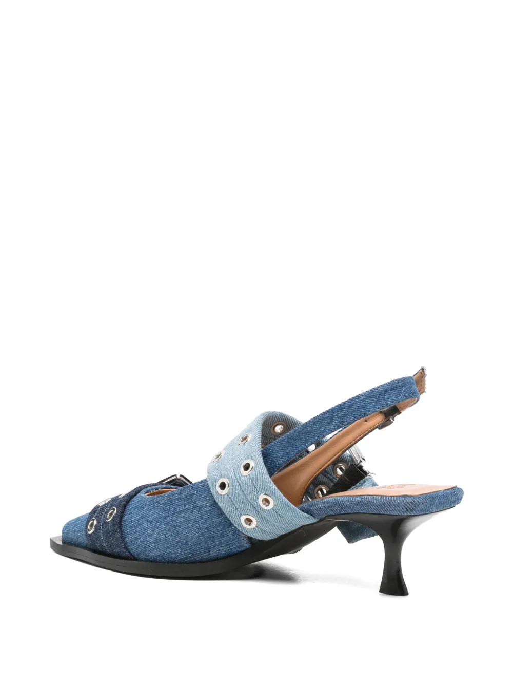 GANNI buckle-detail denim pumps Blauw