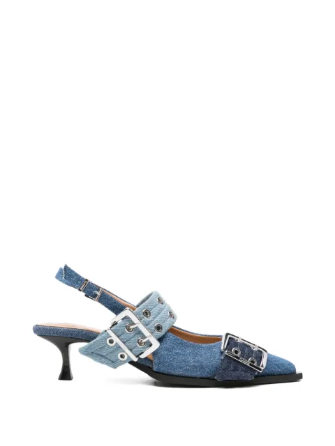 GANNI buckle-detail denim pumps