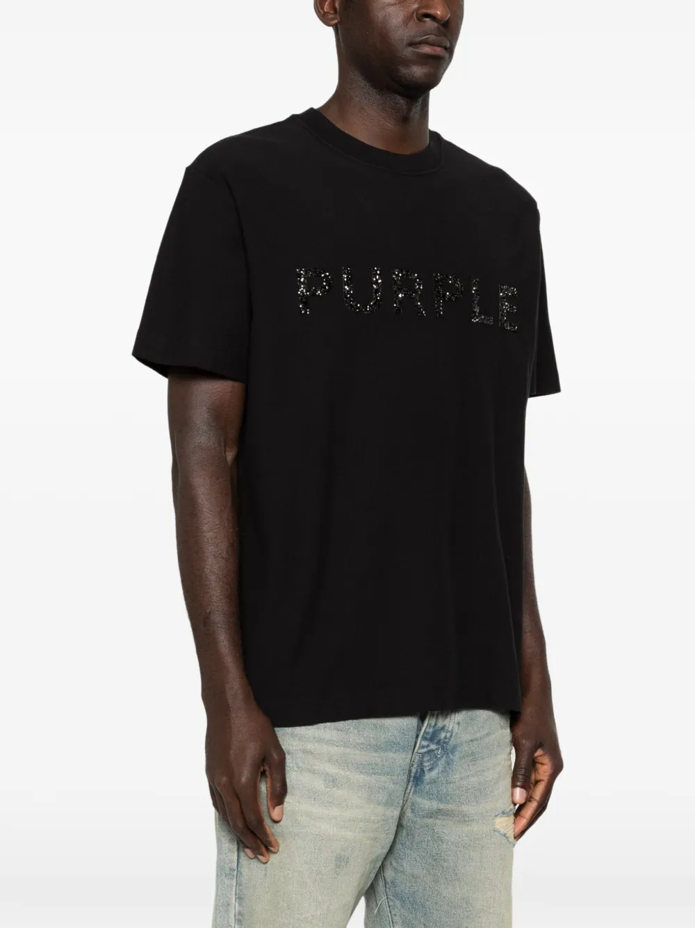 Purple Brand T-shirt met kristallen Zwart