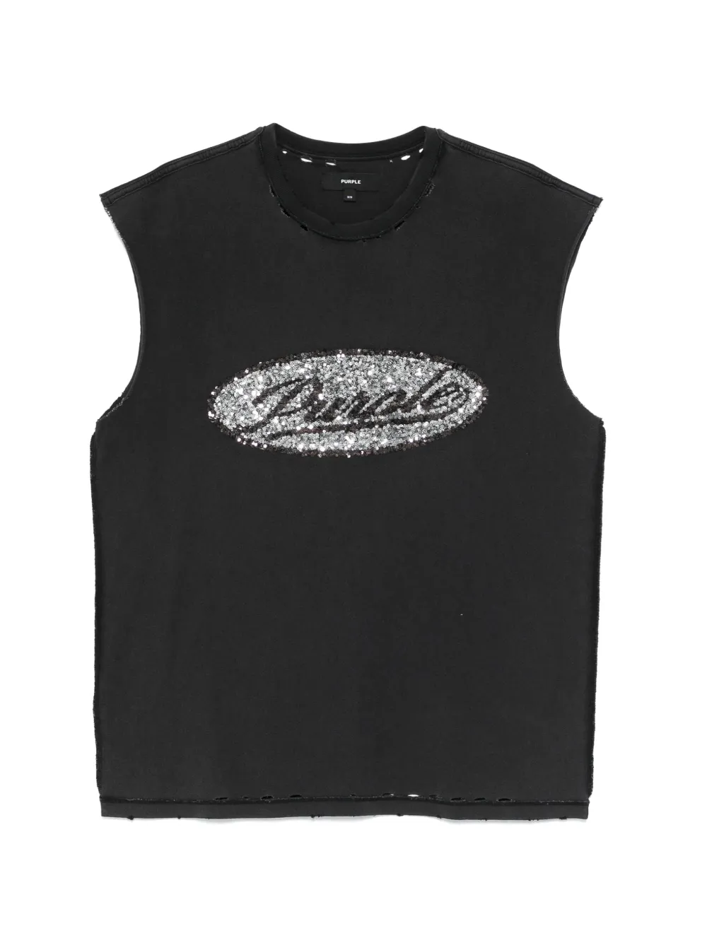Purple Brand sequin-embellished textured tank top - Nero