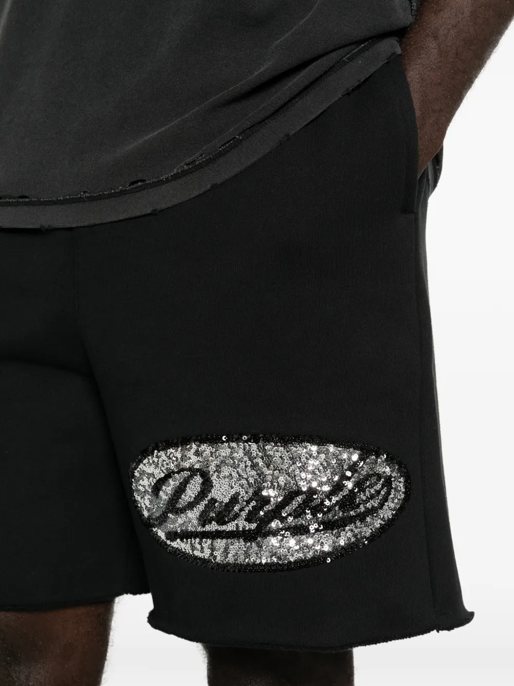 Purple Brand Shorts met gerafelde afwerking Zwart