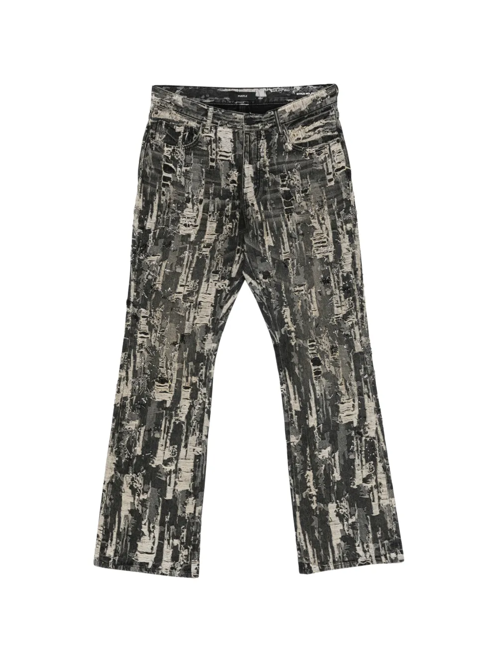 Purple Brand P026 beaded destroyed baggy jeans - Nero