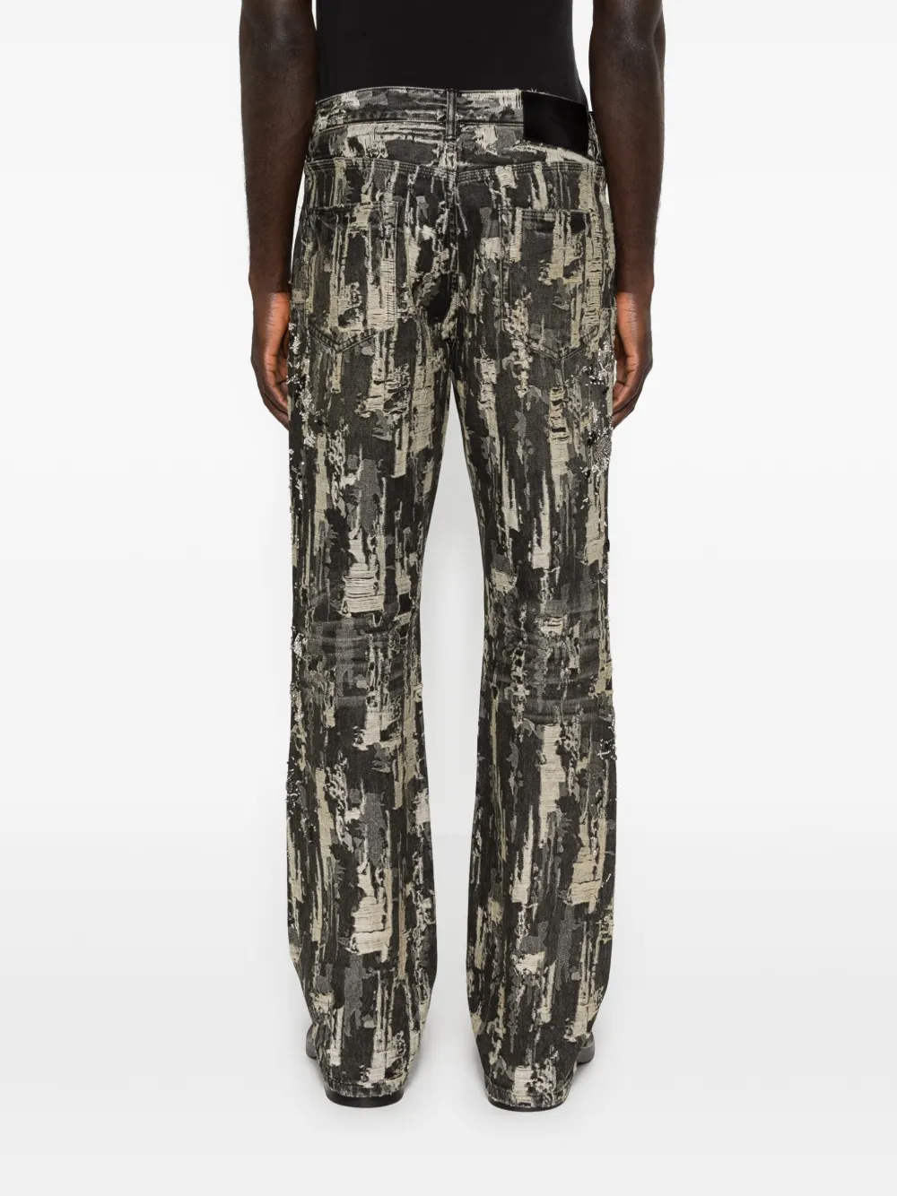 Purple Brand P026 gerafelde baggy jeans met kralen Zwart