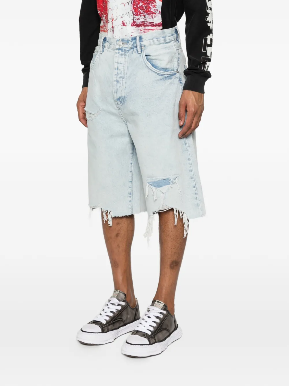 Purple Brand Blowout shorts met wijde pijpen Blauw