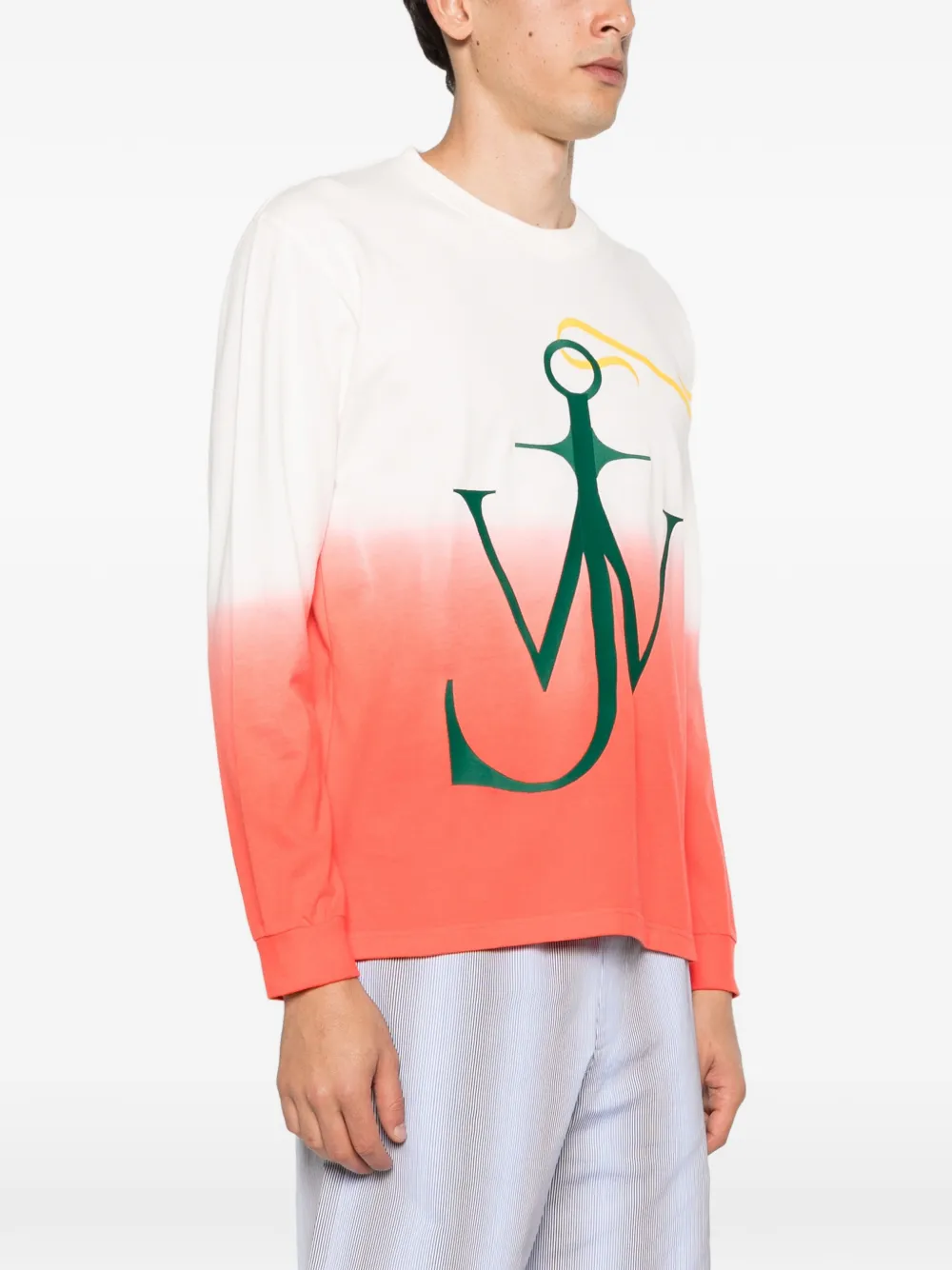 JW Anderson Dip Dye Anchor T-shirt met lange mouwen Oranje