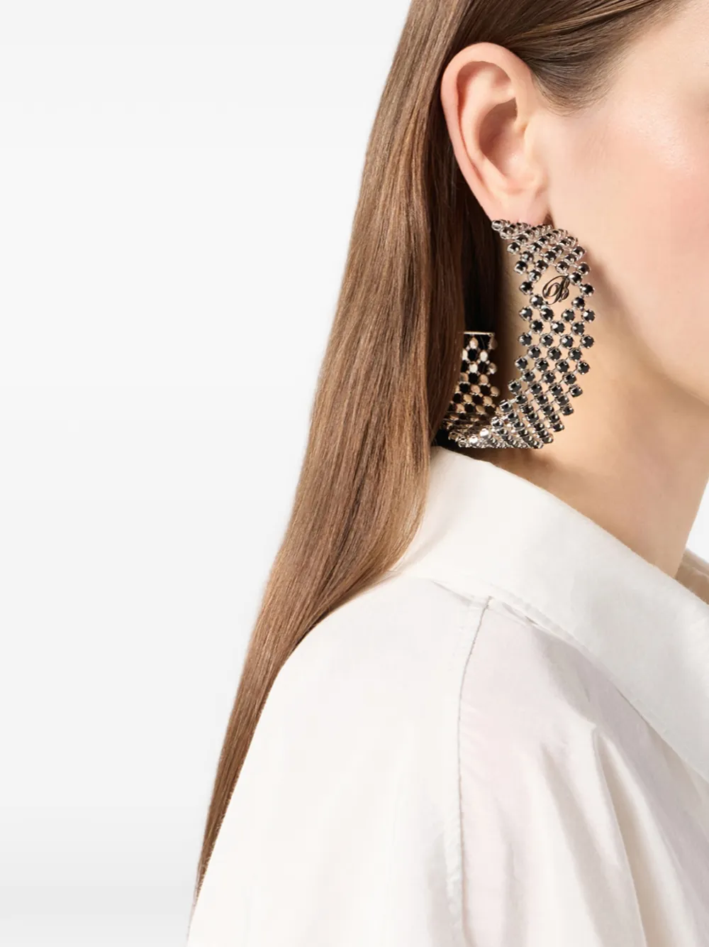 Blumarine strass circle earrings - Zilver