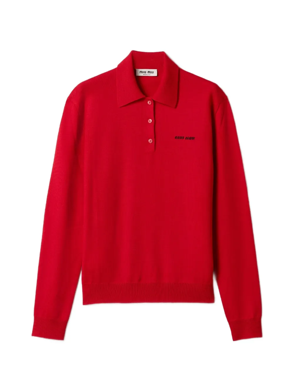 Miu Miu Polo a maniche lunghe con logo - Rosso