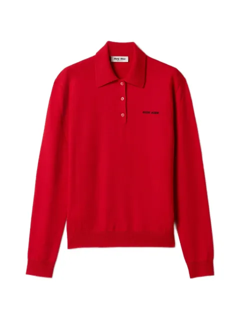 Miu Miu playera tipo polo con detalle del logo y mangas largas