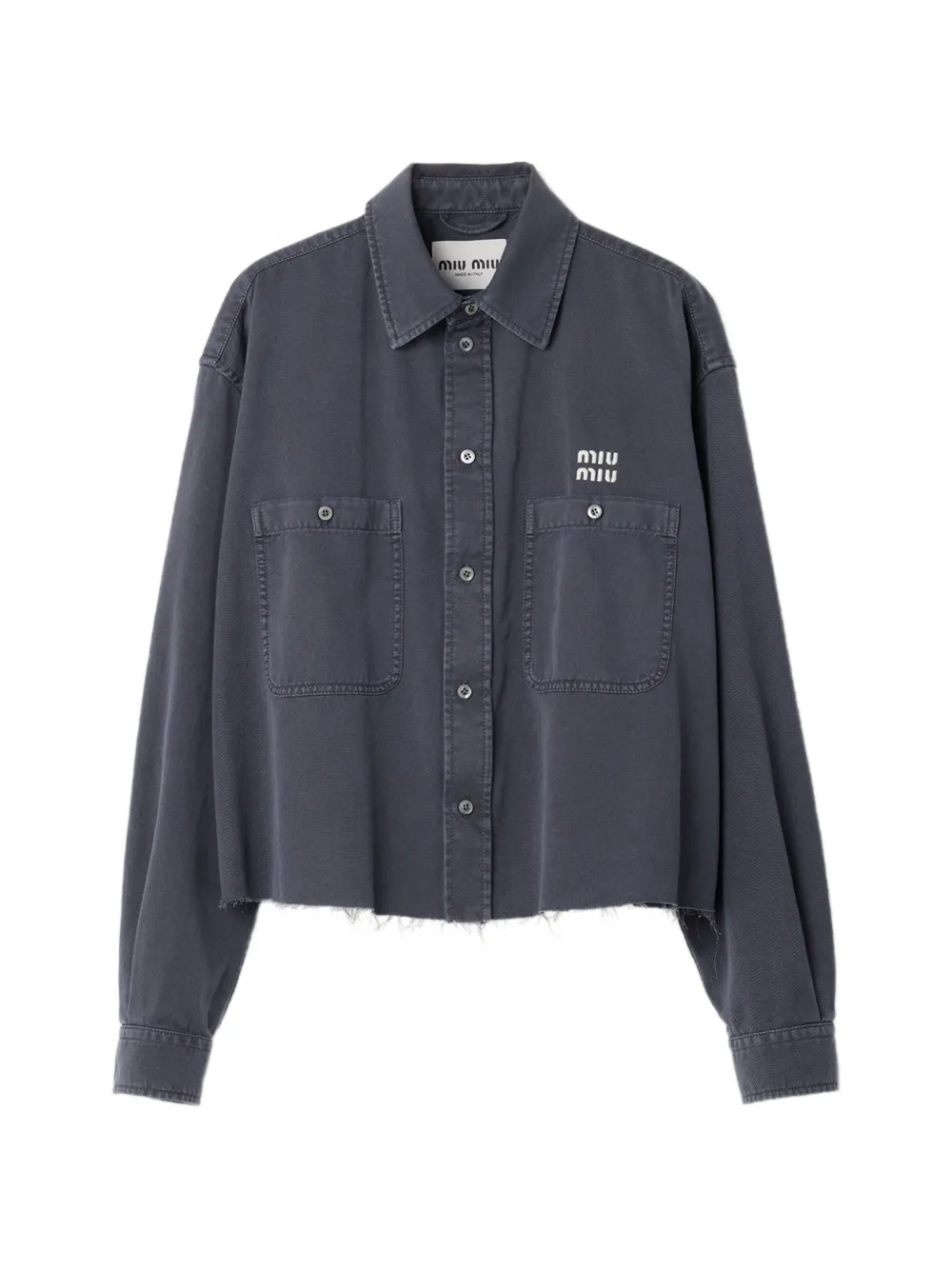Miu Miu Camicia con logo e tasca applicata - Blu