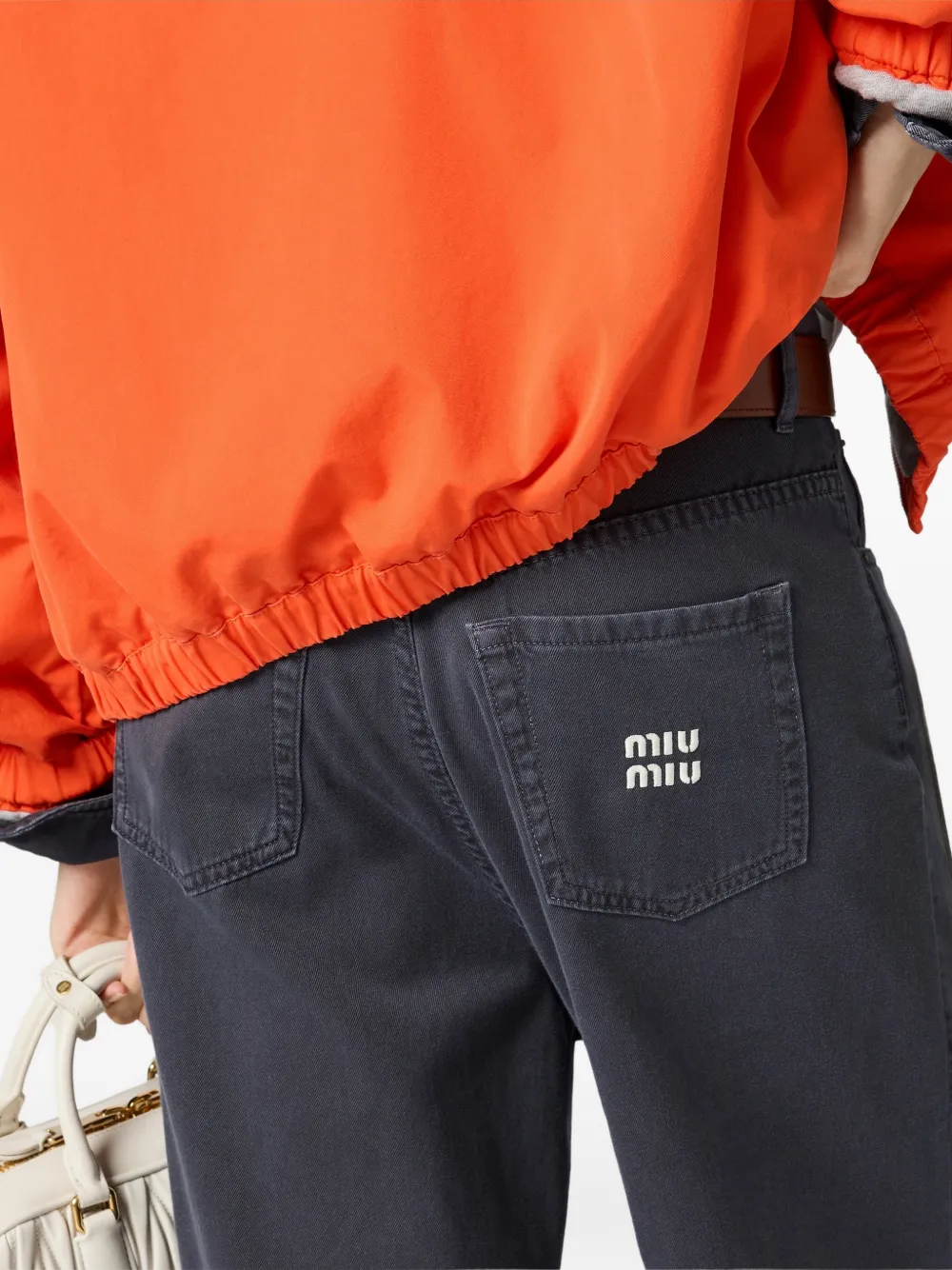 Miu Jeans met wijde pijpen en vijf zakken Grijs