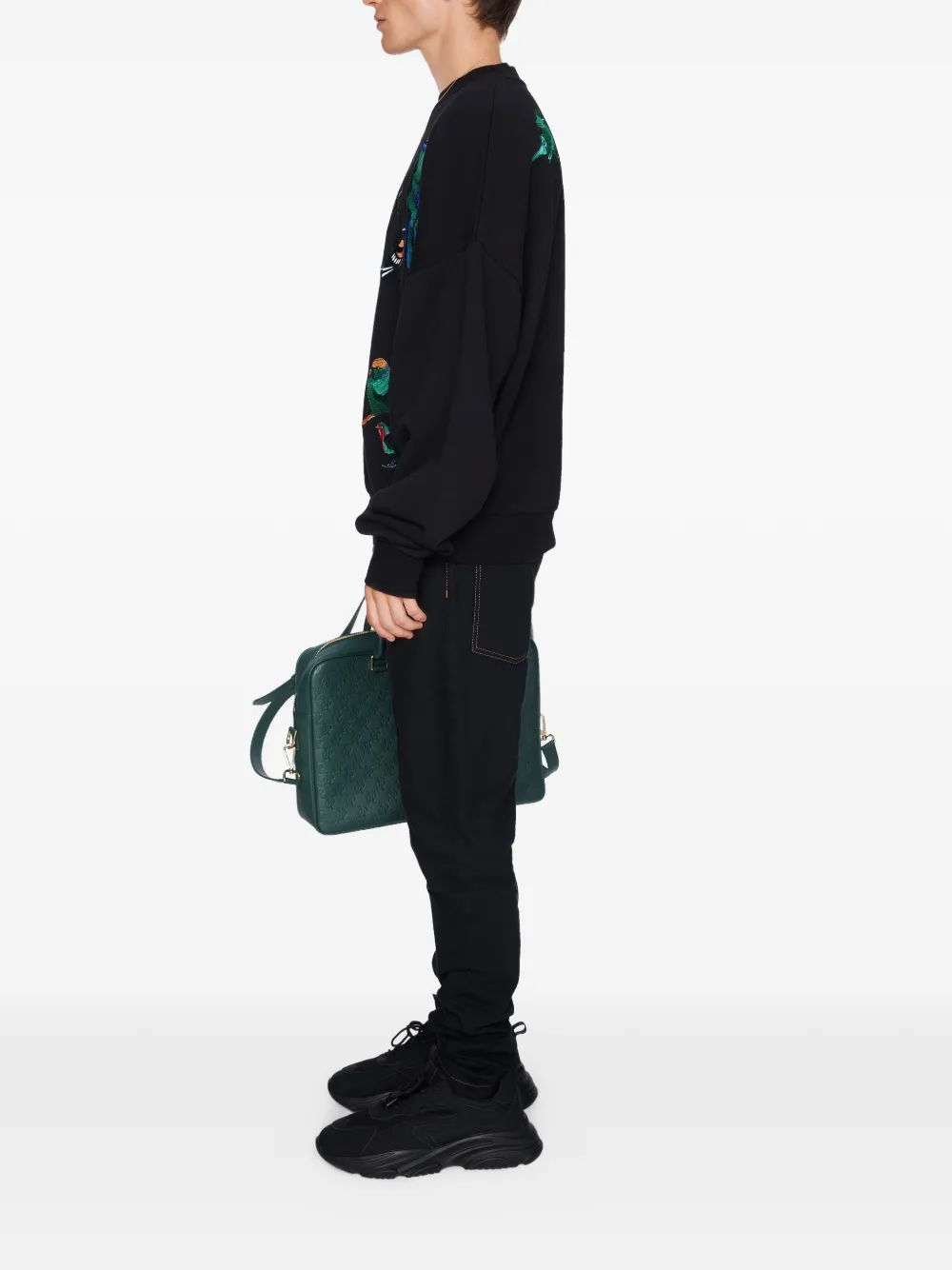 PLACE OF ËLMS Sweater met geborduurde vogels Zwart