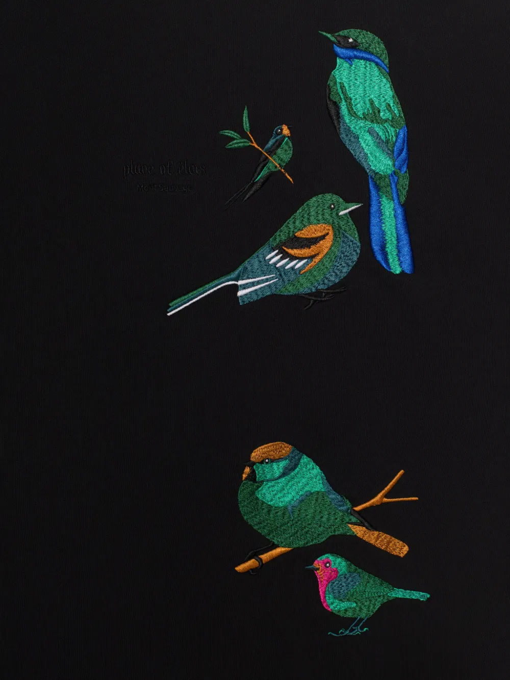 PLACE OF ËLMS Sweater met geborduurde vogels Zwart