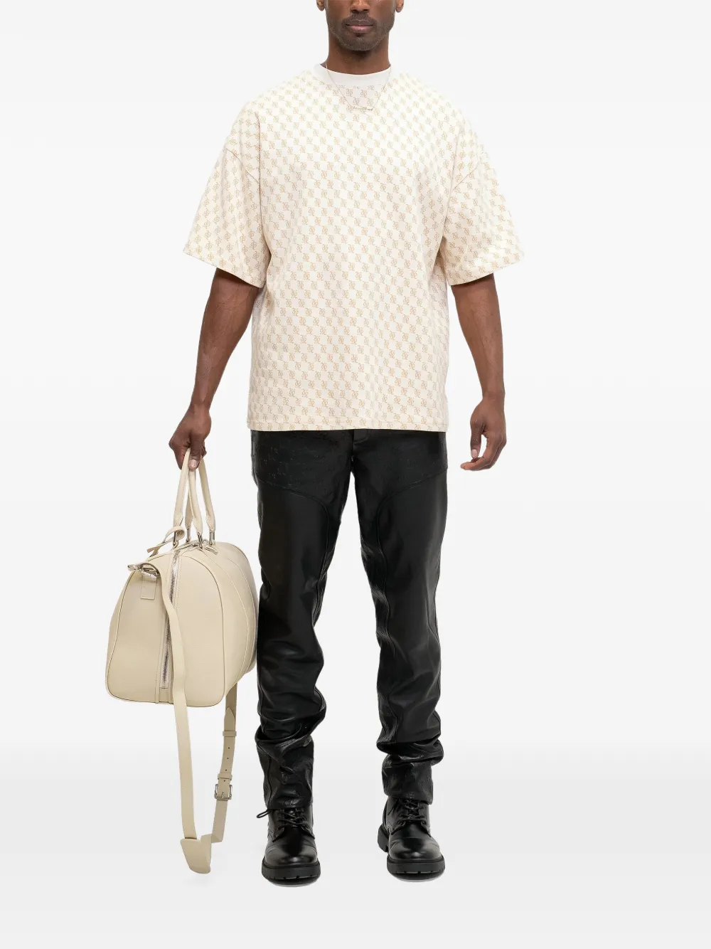 PLACE OF &Euml;LMS T-shirt met logopatroon - Beige