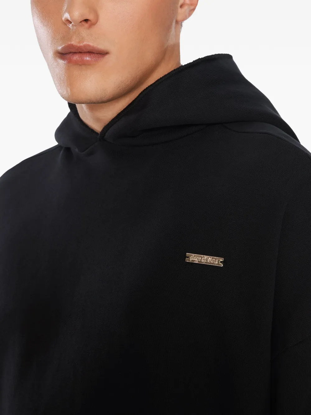 PLACE OF ËLMS Hoodie met logoplakkaat Zwart
