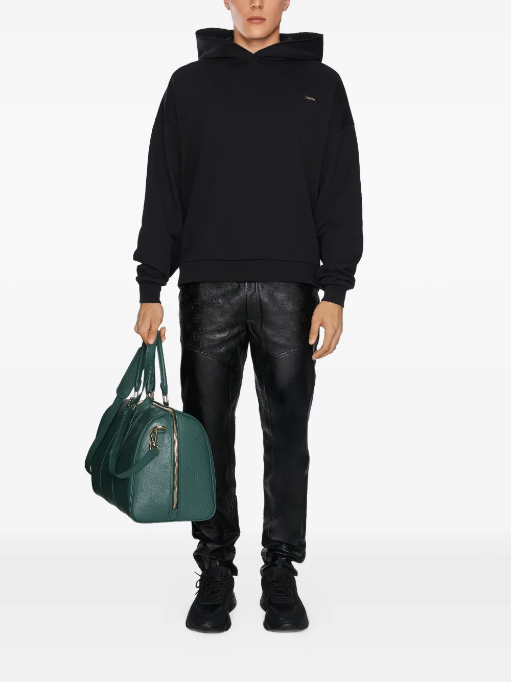 PLACE OF ËLMS Hoodie met logoplakkaat Zwart