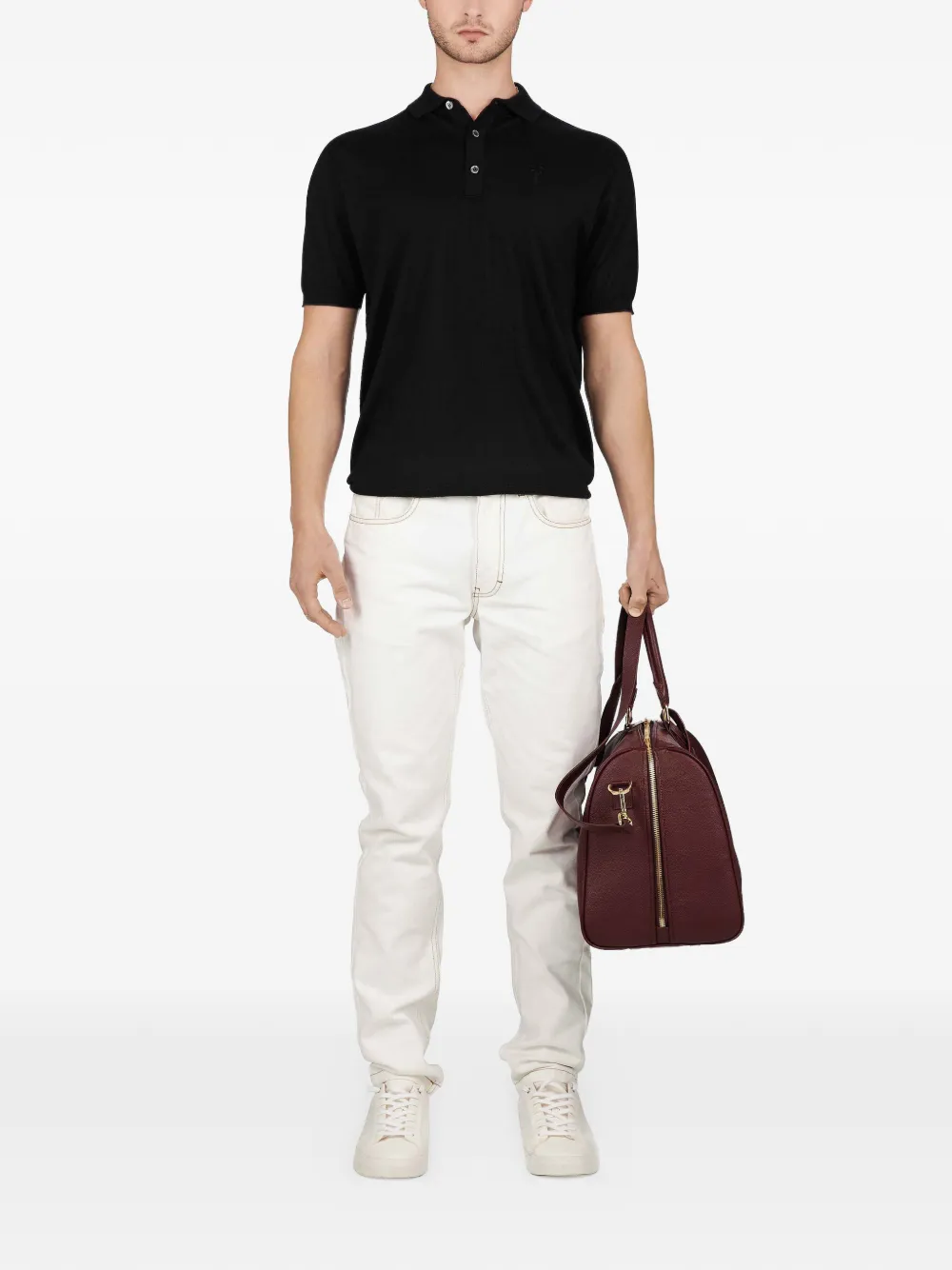 PLACE OF &Euml;LMS Poloshirt met geborduurd logo - Zwart