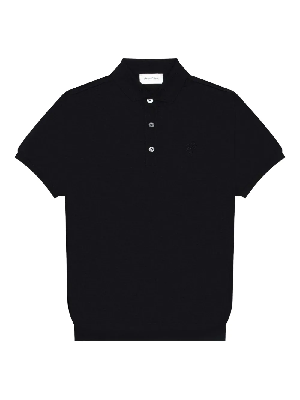 PLACE OF ËLMS logo-embroidered short-sleeve polo shirt – Black PLACE OF ËLMS logo-embroidered short-sleeve polo shirt – Black