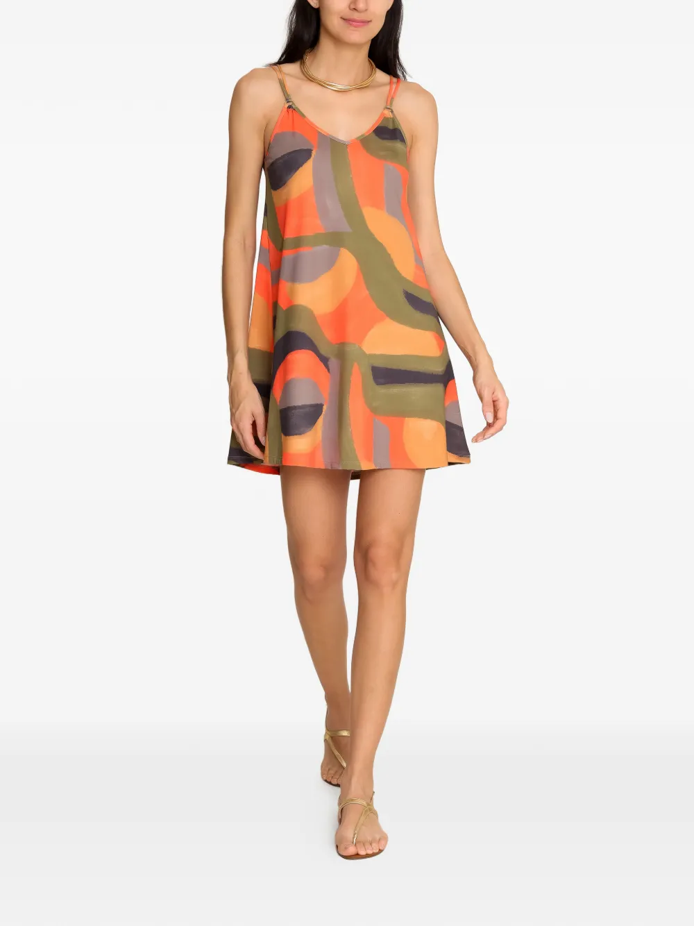 Lygia & Nanny strap print dress - Oranje