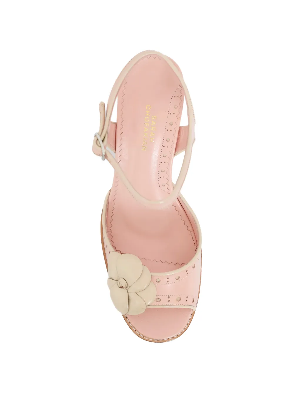 Sarah Chofakian Garden sandalen met bloemapplicatie Roze