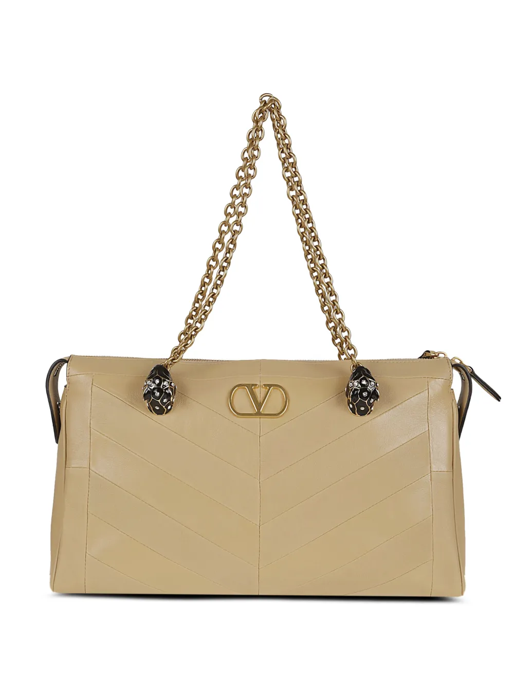 Valentino Garavani Valentino Garavani Panthea Shoulder Bag In Nappa Leather With Chevron Pattern - Toni neutri