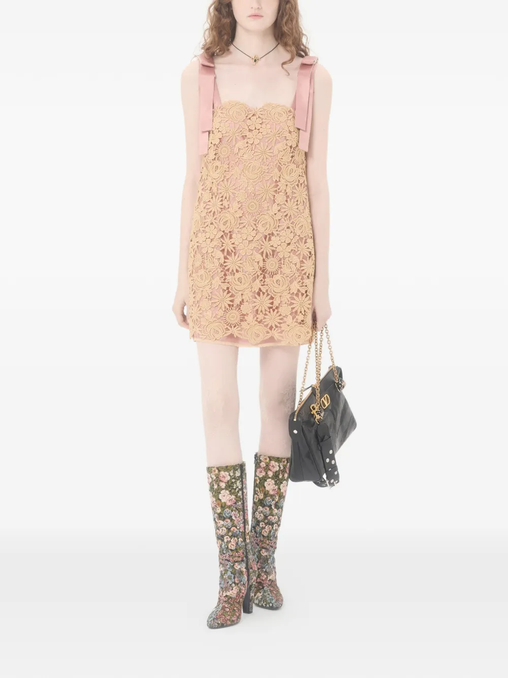 Valentino Garavani Guipure mini-jurk met bandjes - Beige