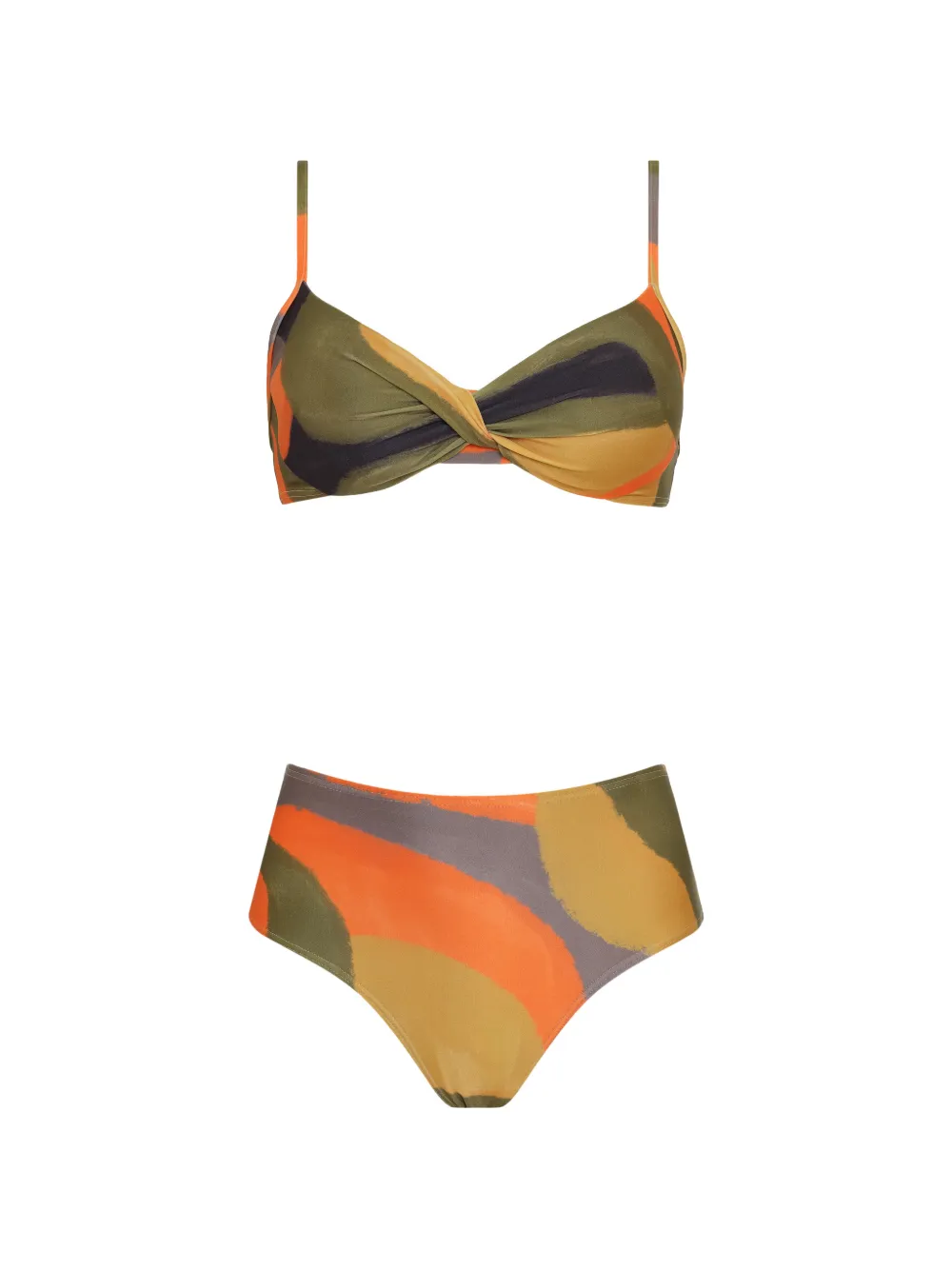 Lygia & Nanny twisted abstract print beachwear - Arancione