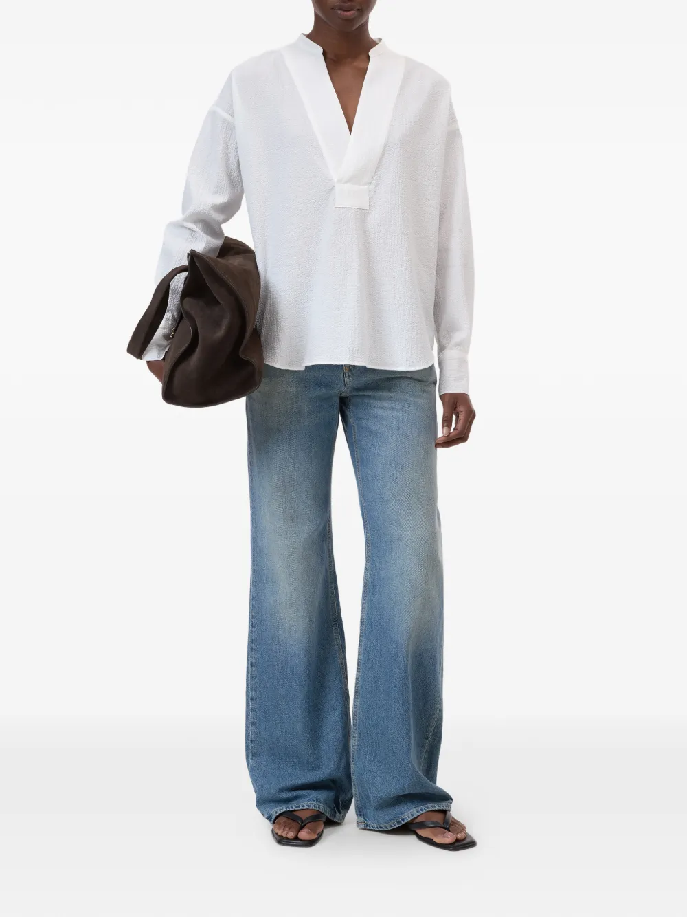 Closed V-neck shirt - Wit