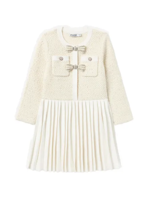 Self-Portrait Kids pleated-skirt bow-embellished dress