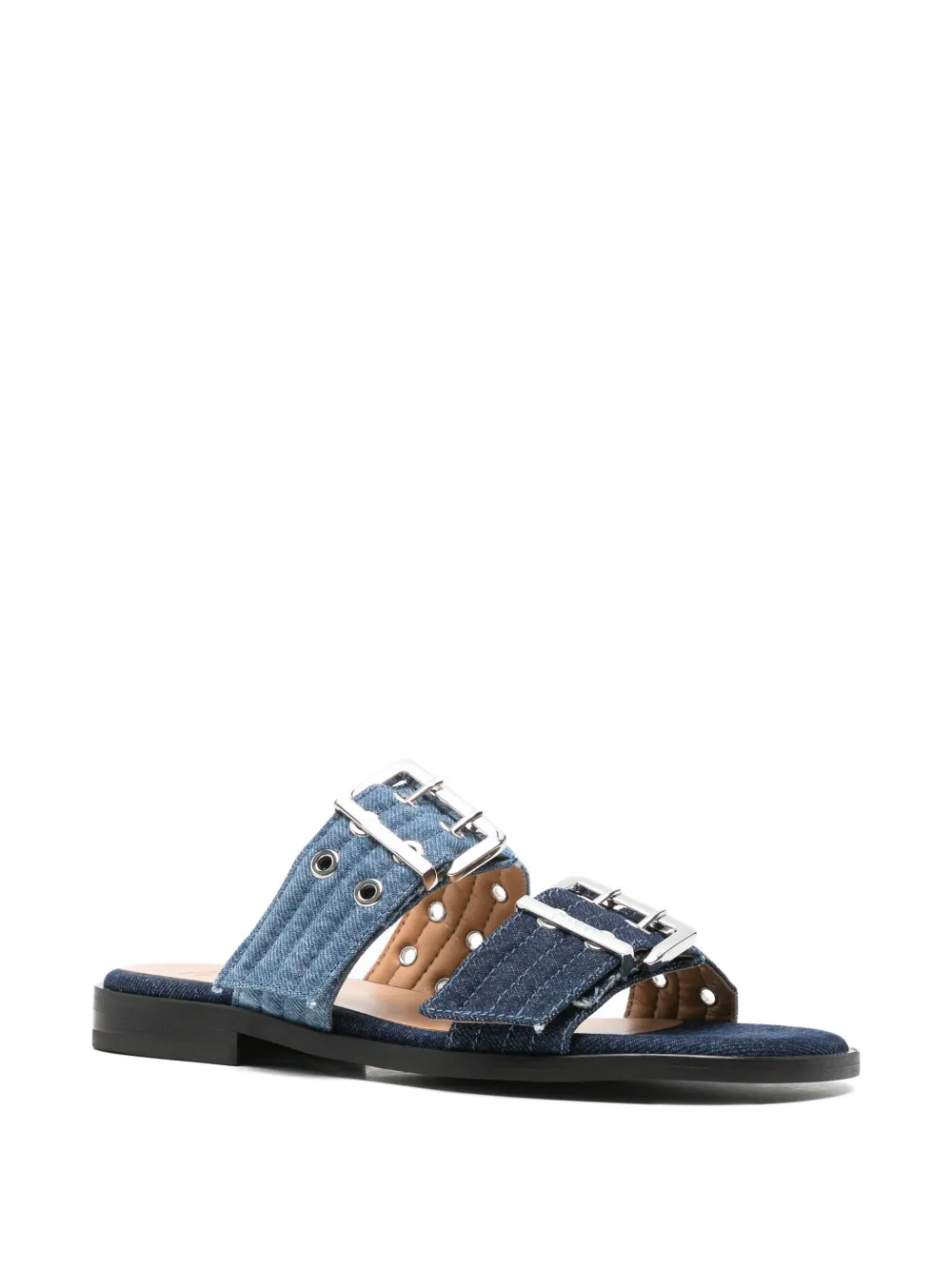 GANNI buckle-detail double-strap sandals Blauw