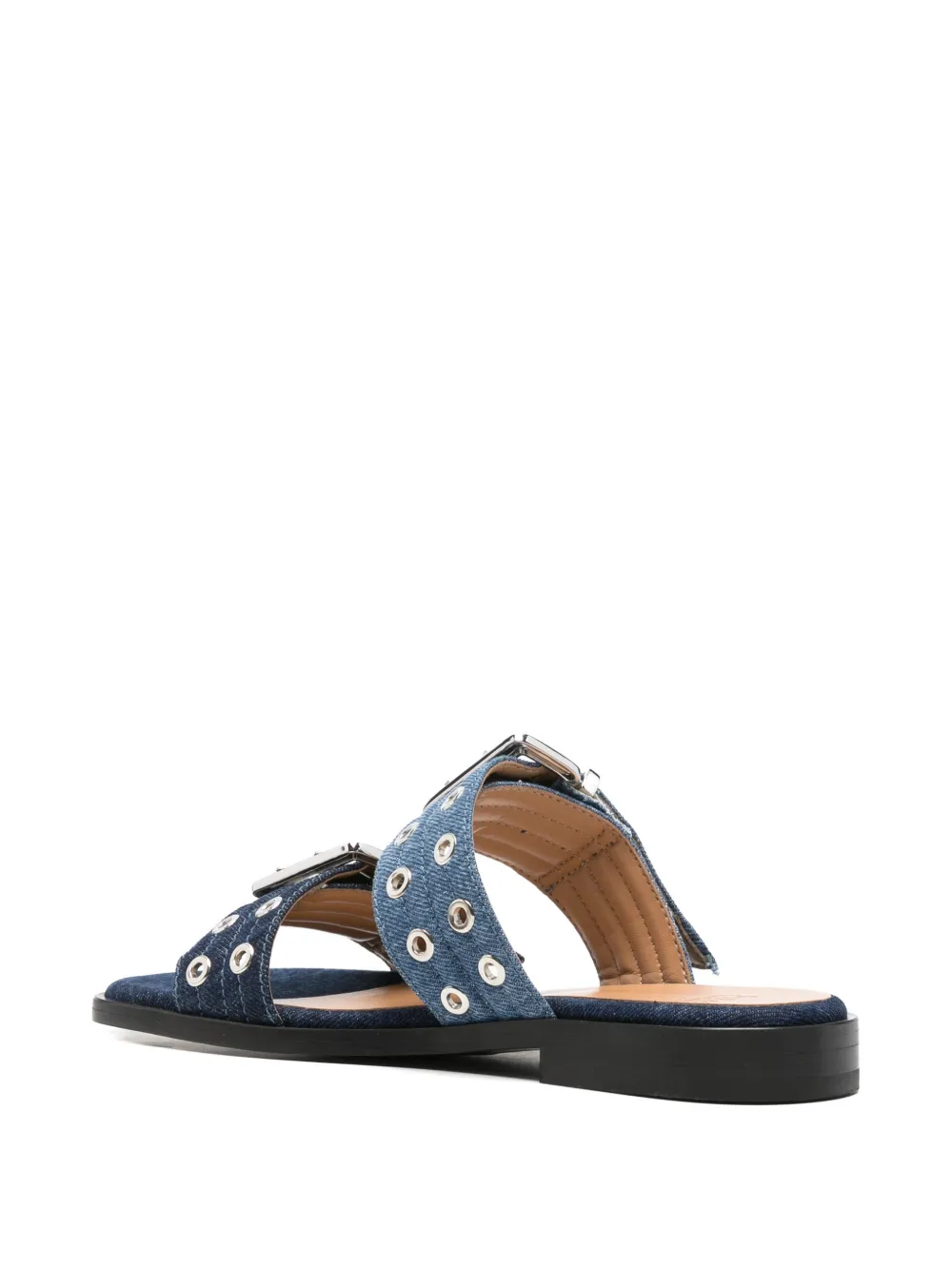 GANNI buckle-detail double-strap sandals Blauw
