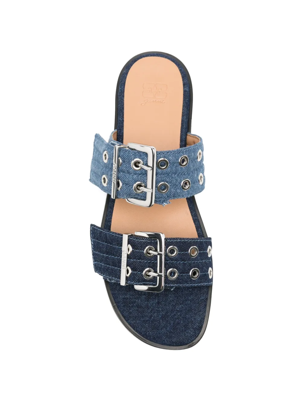 GANNI buckle-detail double-strap sandals Blauw