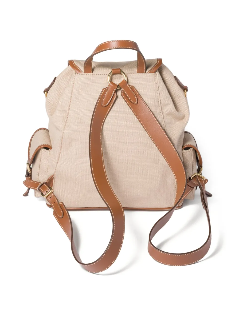  Miu Miu Flap-pocket Strap Canvas Backpack - Neutrals 