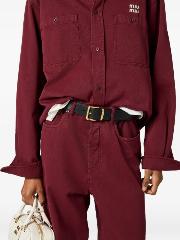 Miu Miu logo-embroidered Jeans | Red | FARFETCH
