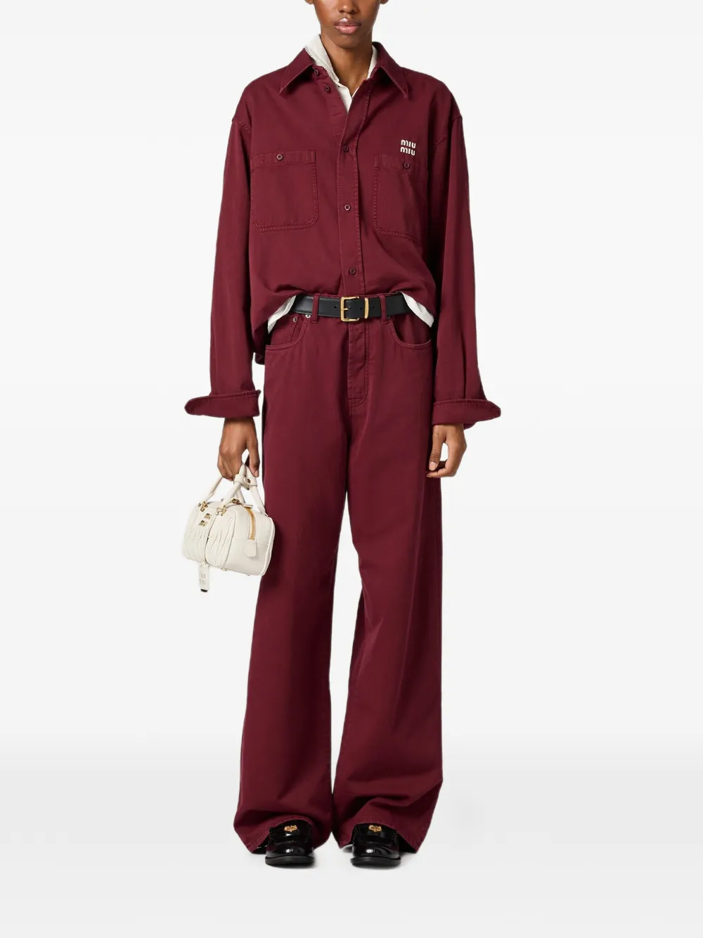 Miu Miu logo-embroidered jeans - Rood