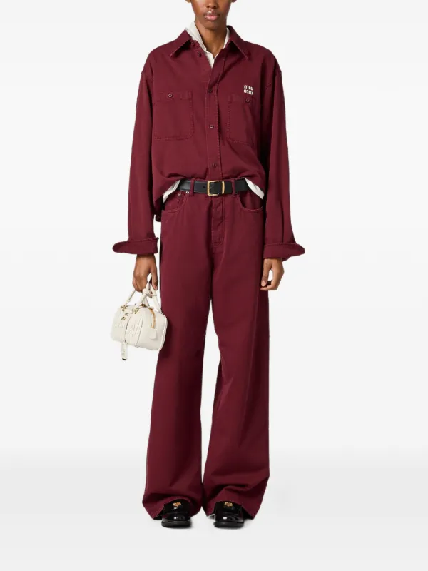 Miu Miu logo-embroidered Jeans | Red | FARFETCH
